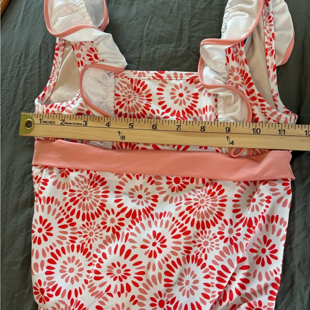 Bella Bliss Girl’s Tie-Back Ruffle Swimsuit. Size 7.